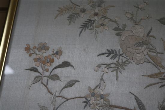 A Chinese embroidered silk panel